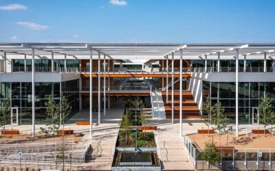 Gensler uses solar-panel canopy to shade mass-timber Texas office