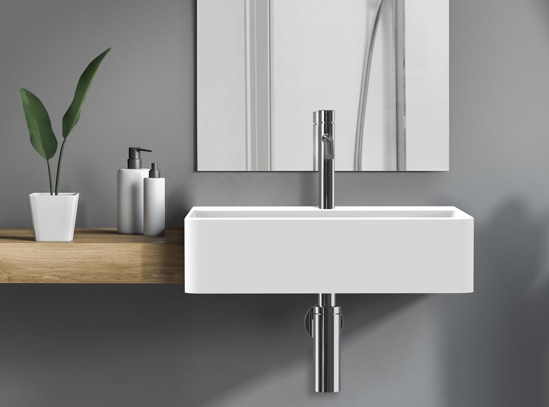 Clearlite Calls Our Bluff - Gray bathroom sink with mirror
