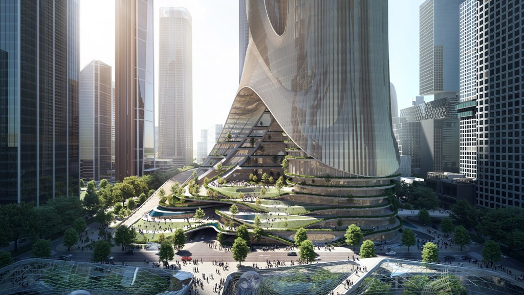 Zaha Hadid Architects’ Futuristic Open-Base Tower in Shenzhen Bay